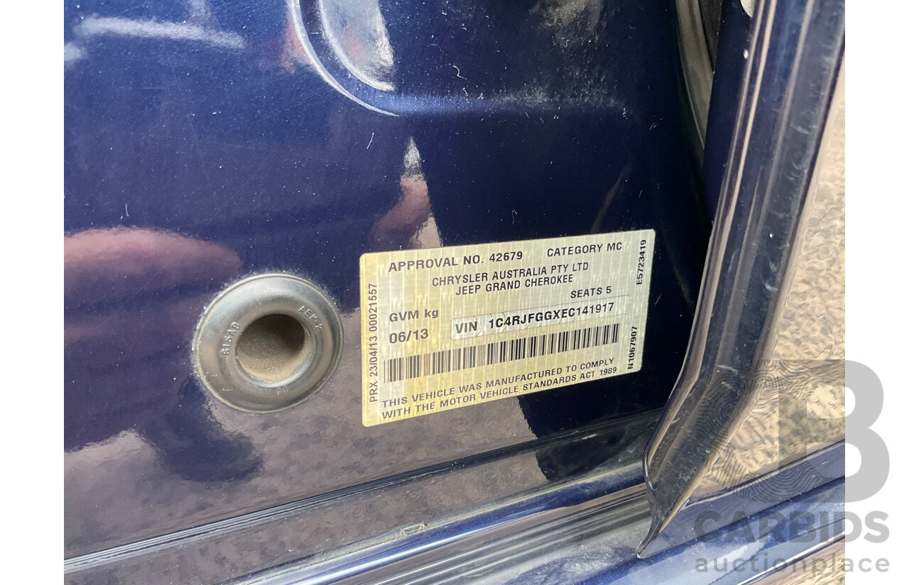 6/2013 Jeep Grand Cherokee Overland (4x4) WK MY14 4d Wagon True Blue Metallic V6 3.6L