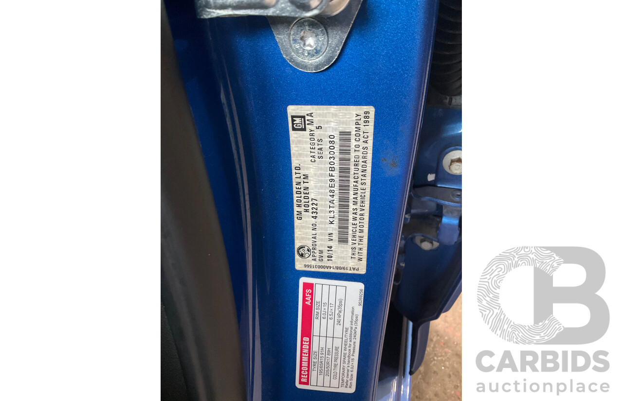 10/2014 Holden Barina CD TM MY14 4d Sedan Boracay Blue Metallic 1.6L