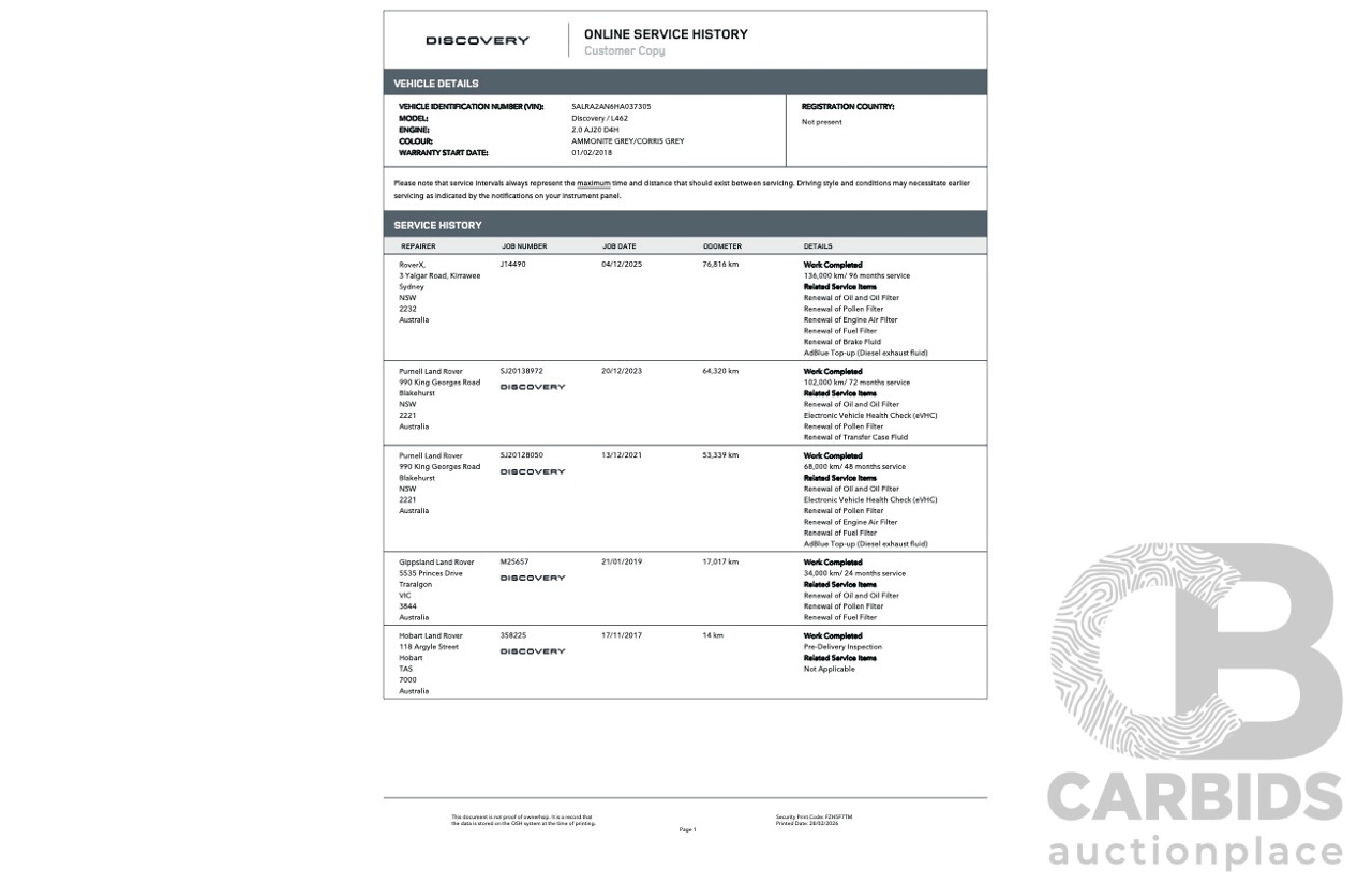 11/2017 Land Rover Discovery SD4 SE (177kW 4WD) MY17 4d Wagon Corris Grey Metallic Turbo Diesel 2.0L