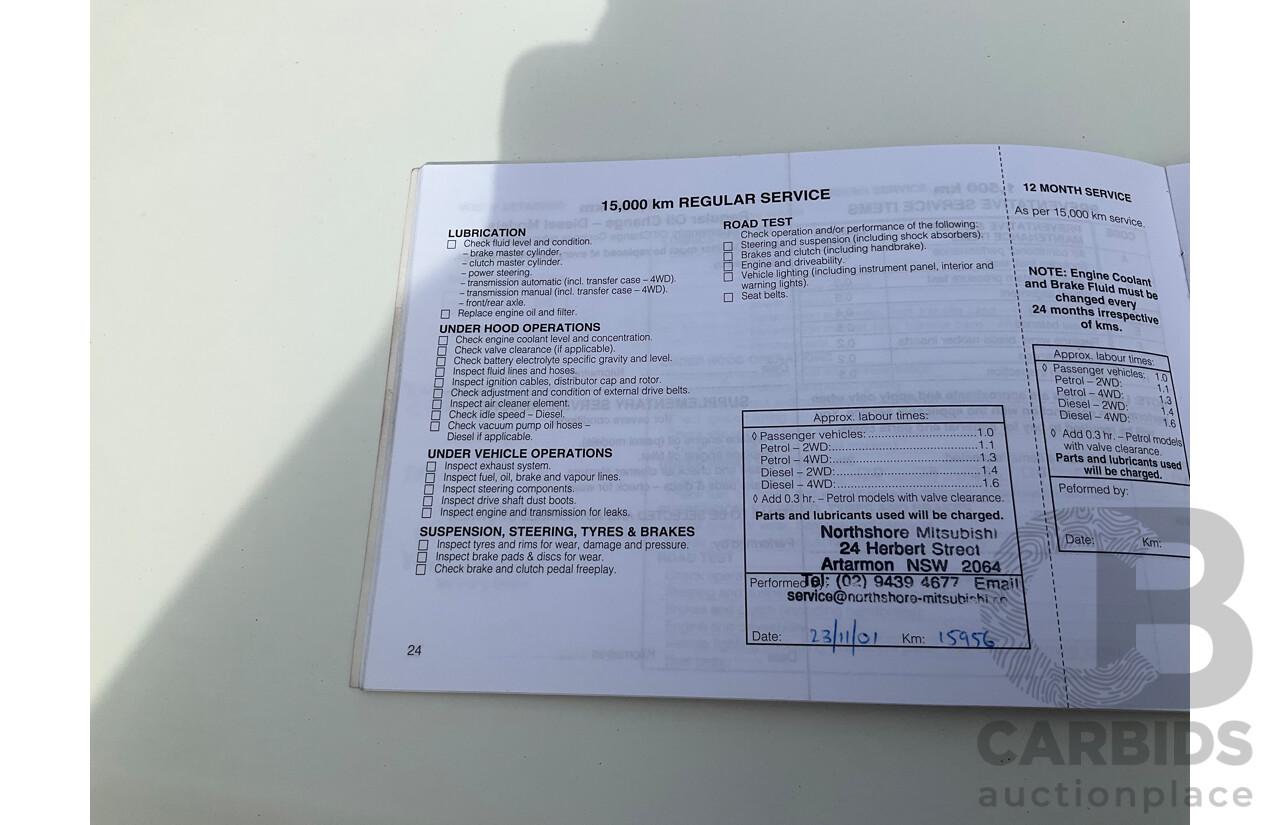 8/2000 Mitsubishi Pajero Exceed GLS LWB (4x4) NL 4d Wagon White 3.5L