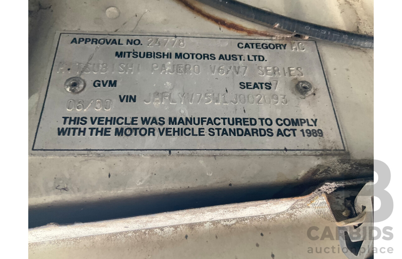 8/2000 Mitsubishi Pajero Exceed GLS LWB (4x4) NL 4d Wagon White 3.5L