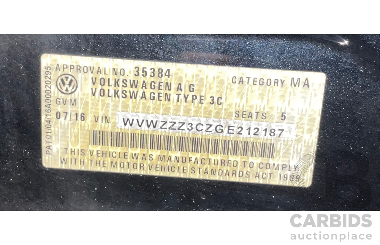 07/2016 Volkswagen Passat 132 TSI Comfortline (FWD) 3C MY16 4d Wagon Deep Black Pearl Turbo 1.8L