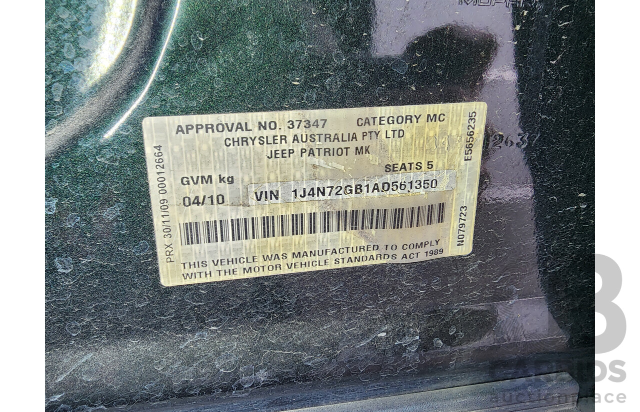 4/2010 Jeep Patriot Sport MK 4d Wagon Green 2.4L