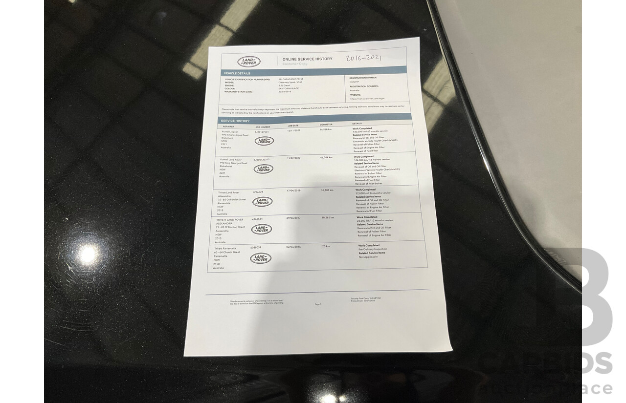 01/2016 Land Rover Discovery Sport Td4 HSE (AWD) LC MY16.5 4d Wagon Santorini Black Metallic Turbo Diesel 2.2L