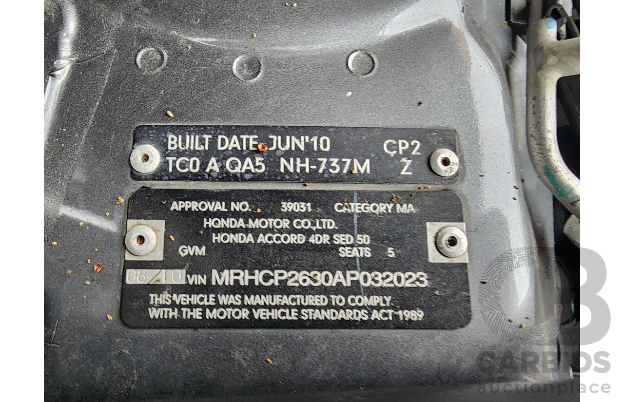 8/2010 Honda Accord VTi 50 MY10 4d Sedan Grey 2.4L