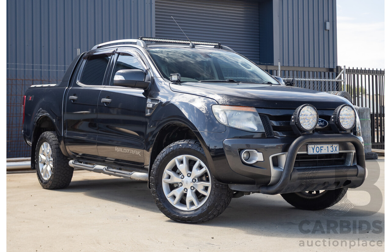 05/2015 Ford Ranger Wildtrak 3.2 (4x4) PX Crew Cab Utility Mica Black Metallic Turbo Diesel 3.2L