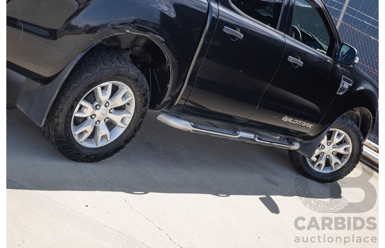 05/2015 Ford Ranger Wildtrak 3.2 (4x4) PX Crew Cab Utility Mica Black Metallic Turbo Diesel 3.2L