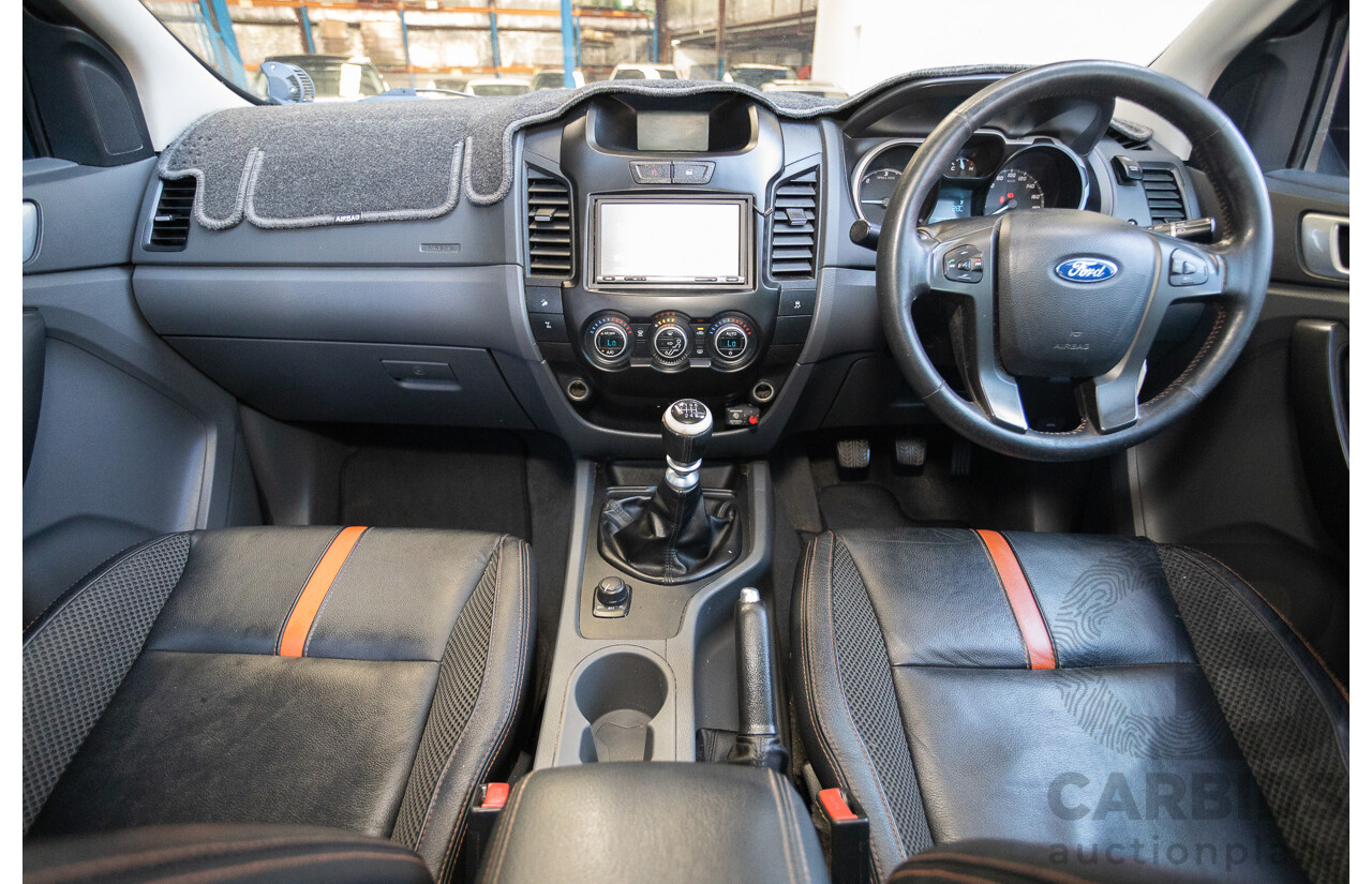 05/2015 Ford Ranger Wildtrak 3.2 (4x4) PX Crew Cab Utility Mica Black Metallic Turbo Diesel 3.2L