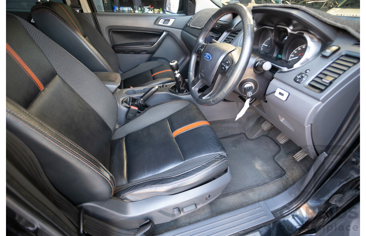 05/2015 Ford Ranger Wildtrak 3.2 (4x4) PX Crew Cab Utility Mica Black Metallic Turbo Diesel 3.2L