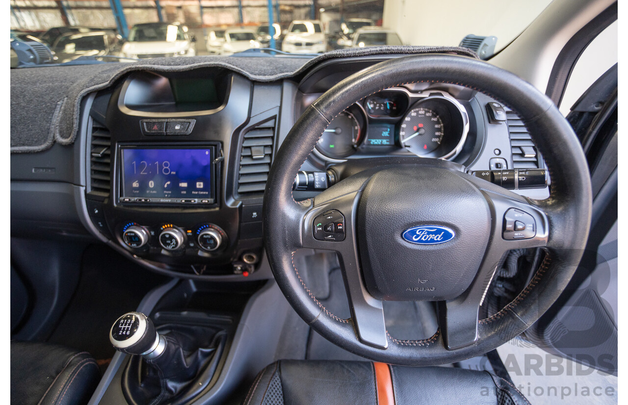 05/2015 Ford Ranger Wildtrak 3.2 (4x4) PX Crew Cab Utility Mica Black Metallic Turbo Diesel 3.2L