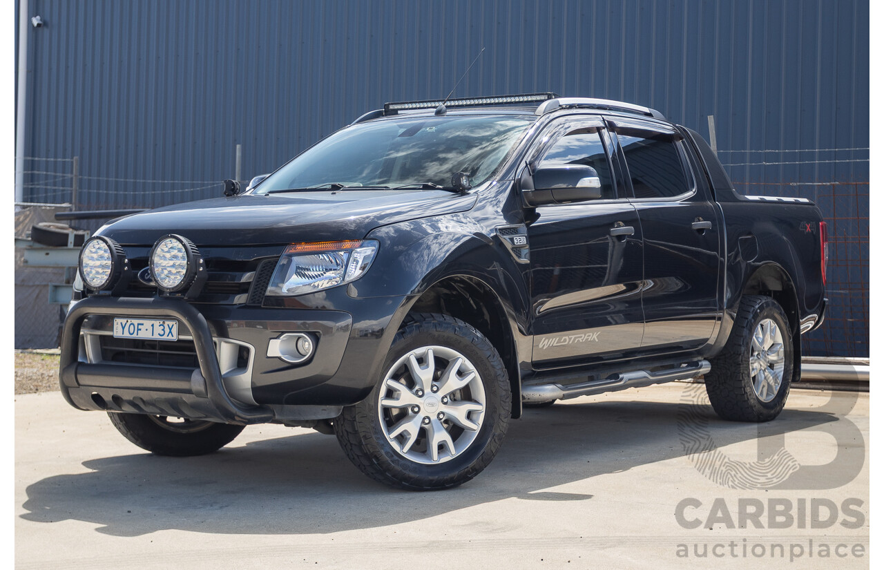 05/2015 Ford Ranger Wildtrak 3.2 (4x4) PX Crew Cab Utility Mica Black Metallic Turbo Diesel 3.2L