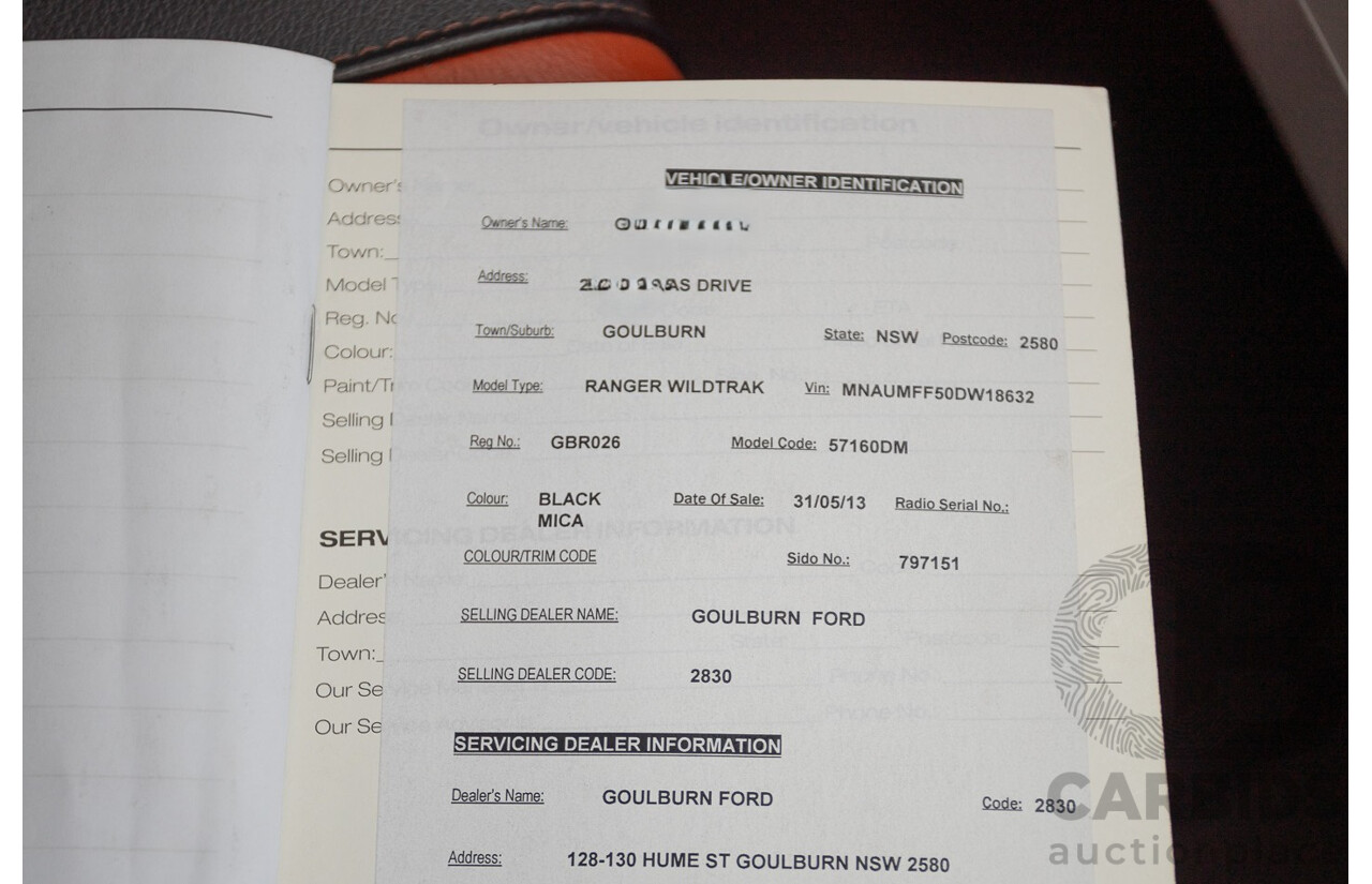 05/2015 Ford Ranger Wildtrak 3.2 (4x4) PX Crew Cab Utility Mica Black Metallic Turbo Diesel 3.2L