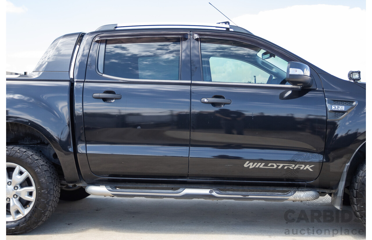 05/2015 Ford Ranger Wildtrak 3.2 (4x4) PX Crew Cab Utility Mica Black Metallic Turbo Diesel 3.2L