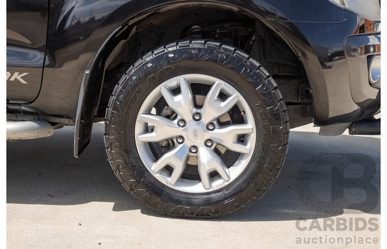 05/2015 Ford Ranger Wildtrak 3.2 (4x4) PX Crew Cab Utility Mica Black Metallic Turbo Diesel 3.2L
