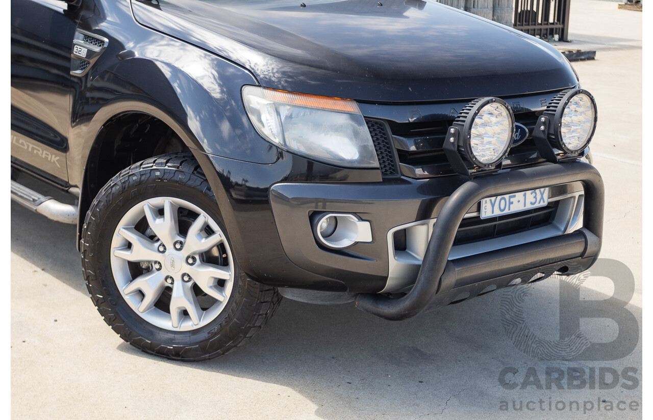 05/2015 Ford Ranger Wildtrak 3.2 (4x4) PX Crew Cab Utility Mica Black Metallic Turbo Diesel 3.2L