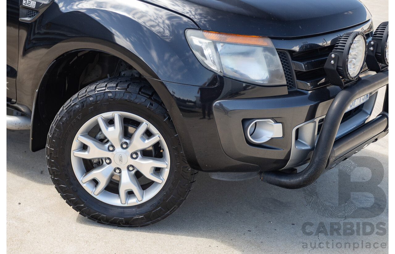 05/2015 Ford Ranger Wildtrak 3.2 (4x4) PX Crew Cab Utility Mica Black Metallic Turbo Diesel 3.2L