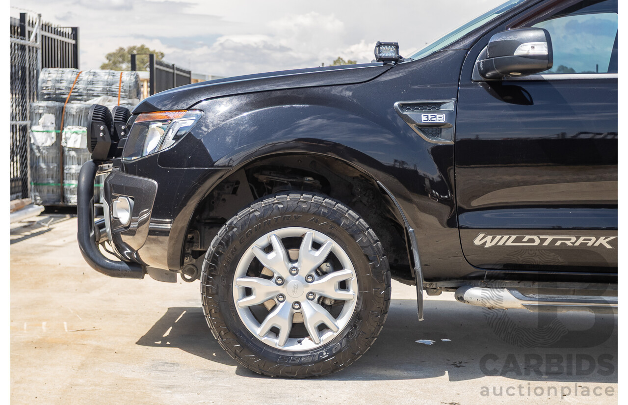 05/2015 Ford Ranger Wildtrak 3.2 (4x4) PX Crew Cab Utility Mica Black Metallic Turbo Diesel 3.2L
