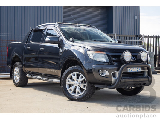 05/2015 Ford Ranger Wildtrak 3.2 (4x4) PX Crew Cab Utility Mica Black Metallic Turbo Diesel 3.2L