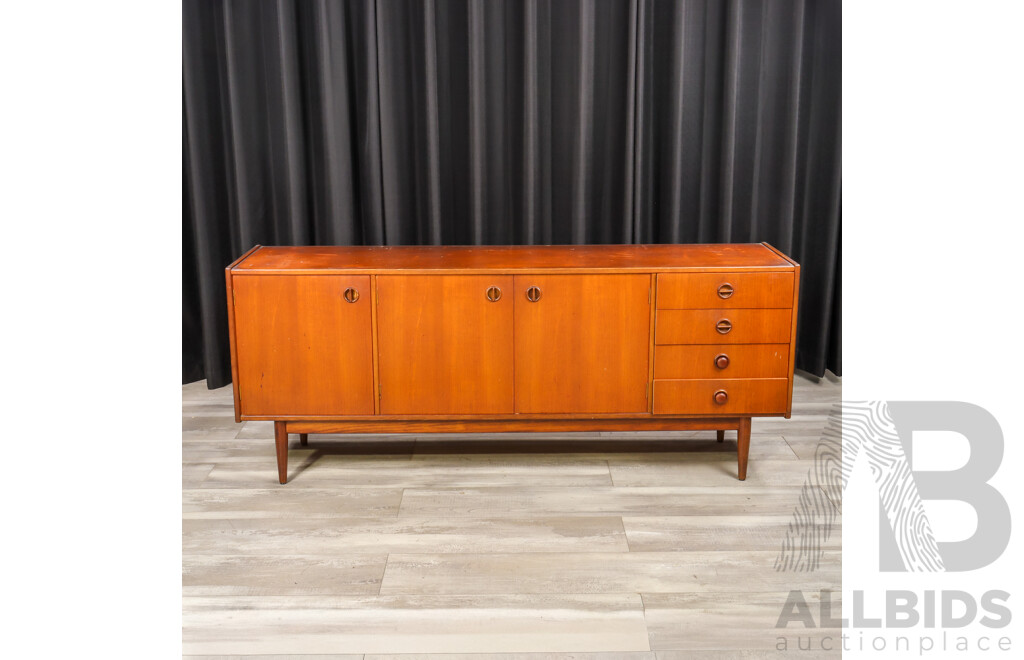 Vintage Parker Nordic Four Drawer Sideboard with Three Doors