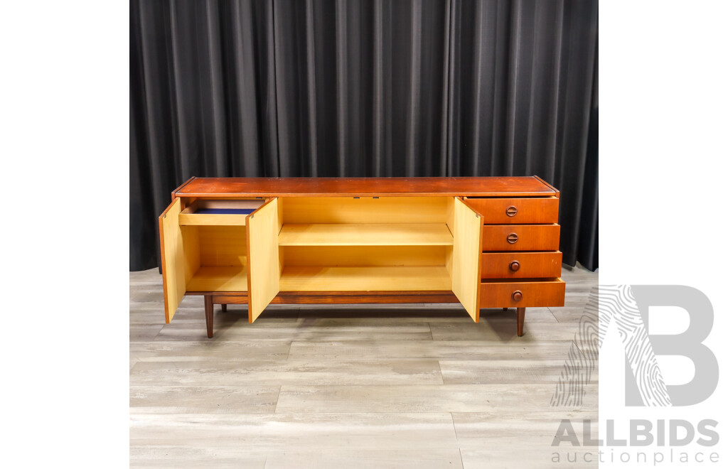 Vintage Parker Nordic Four Drawer Sideboard with Three Doors