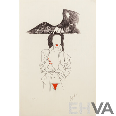 Peter Adsett, (20th Century, New Zealand-Born Australian, 1959-), Frankston Beach & Sydney (1982), Pair of Original Pen & Coloured Ink on Cardboard, 49 x 33 cm (sheets) (2)