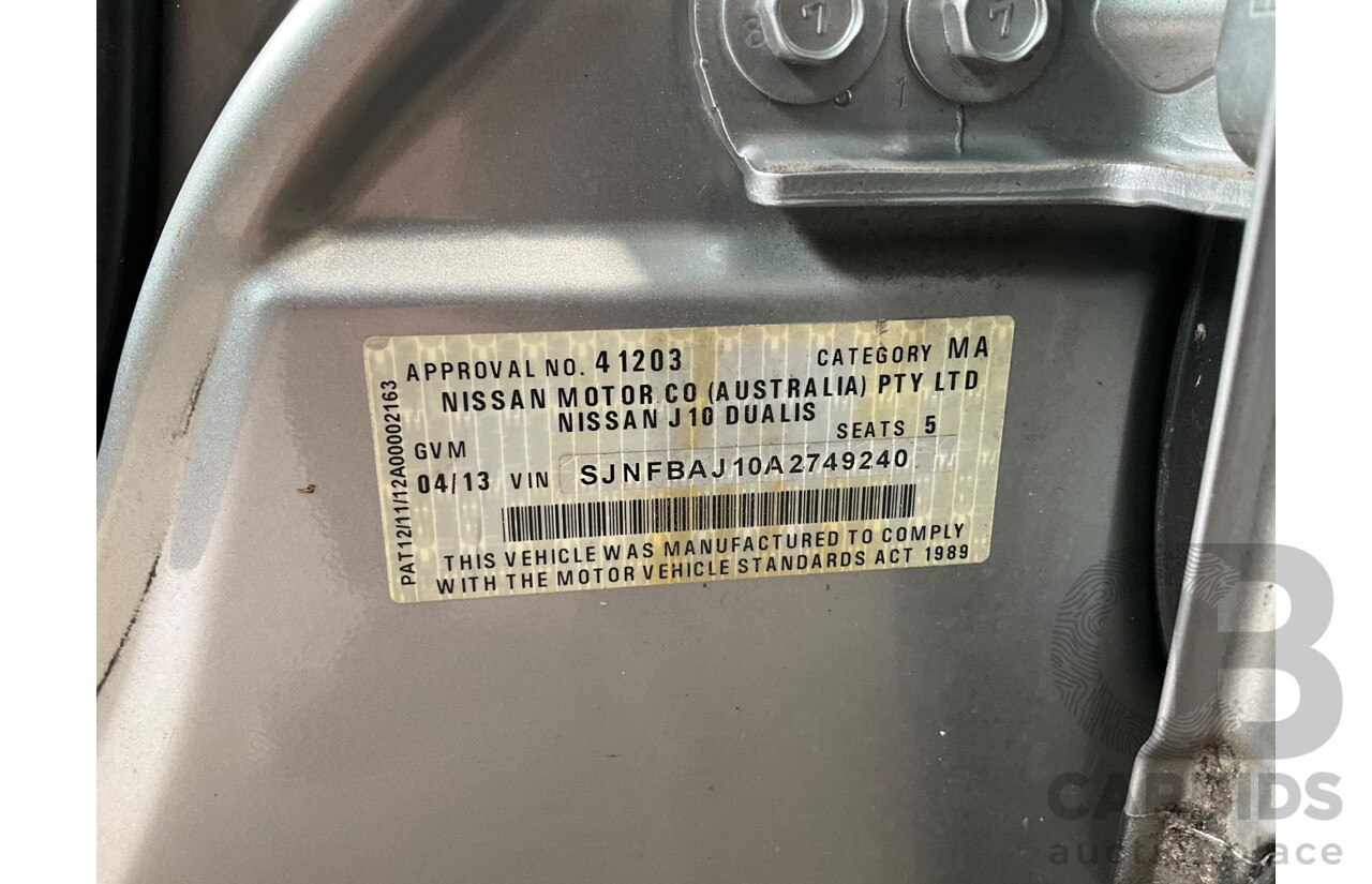 4/2013 Nissan Dualis ST (4x2) J10 MY13 4d Wagon Titanium Grey Metallic 2.0L