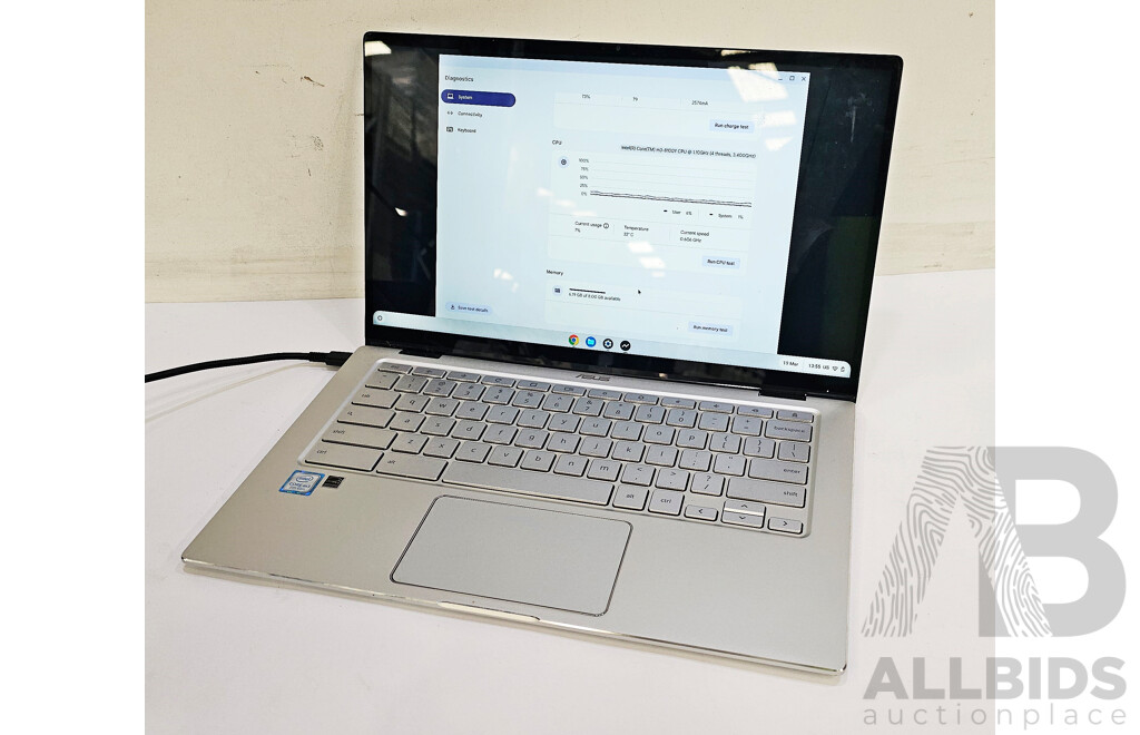 Asus (C545TA) Flip Intel Core M3 (8100Y) 1.10GHz-3.40GHz 2-Core CPU 14-Inch Chromebook