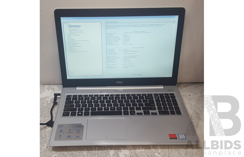 Dell Inspiron 5570 Intel Core i5 (8250U) 1.60GHz-3.40GHz 4-Core CPU 15.6-Inch FHD Laptop