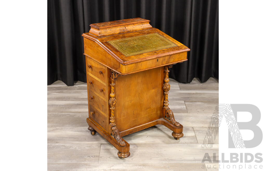 Victorian Bur Walnut Davenport Desk