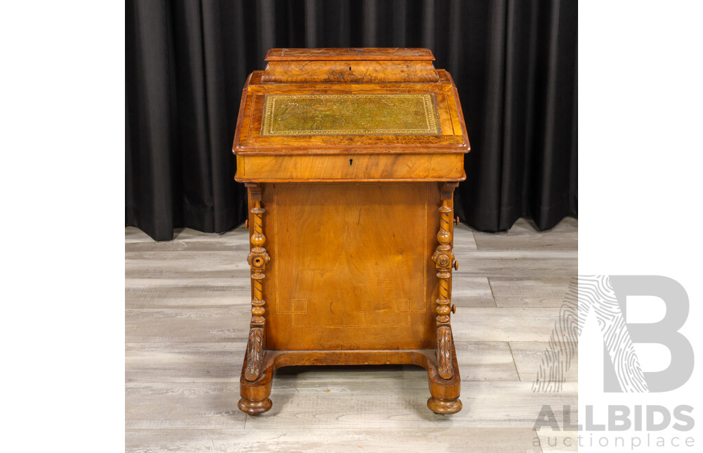Victorian Bur Walnut Davenport Desk