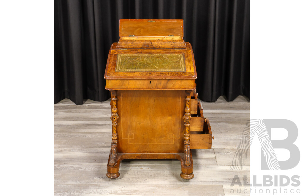 Victorian Bur Walnut Davenport Desk