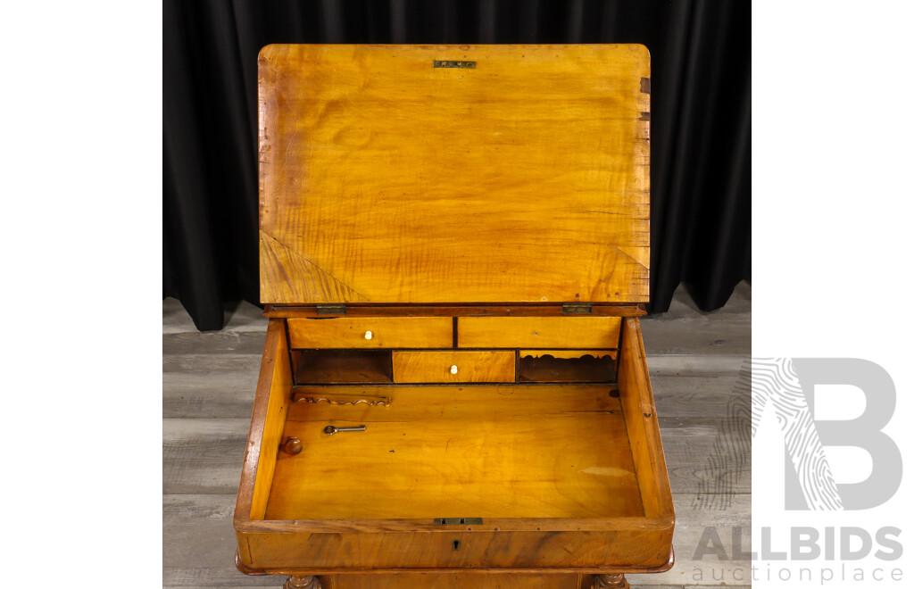 Victorian Bur Walnut Davenport Desk