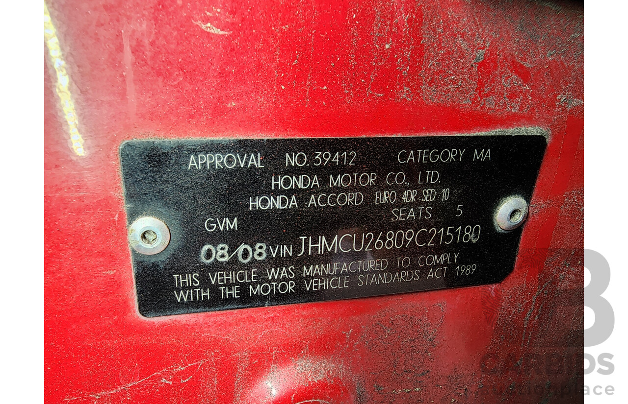 8/2008 Honda Accord EURO Luxury 10 4d Sedan Red 2.4L