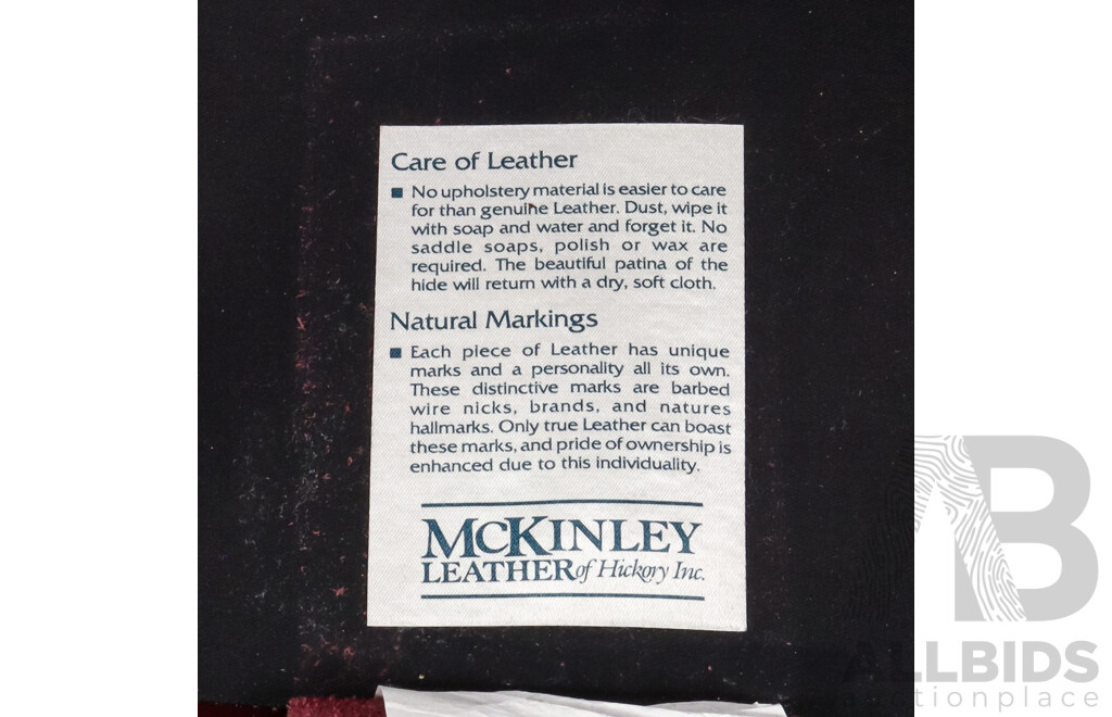 Maroon Leather Three Seater Lounge with Single Armchair by McKinley