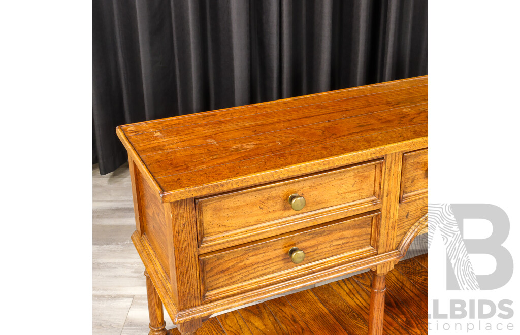 French Provincial Oak Buffet with Five Drawers
