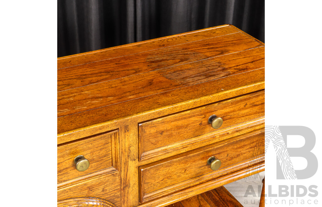 French Provincial Oak Buffet with Five Drawers