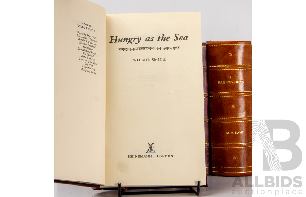 Collection of 11 Leather Bound Novels by Wilbur Smith and M.M Kaye