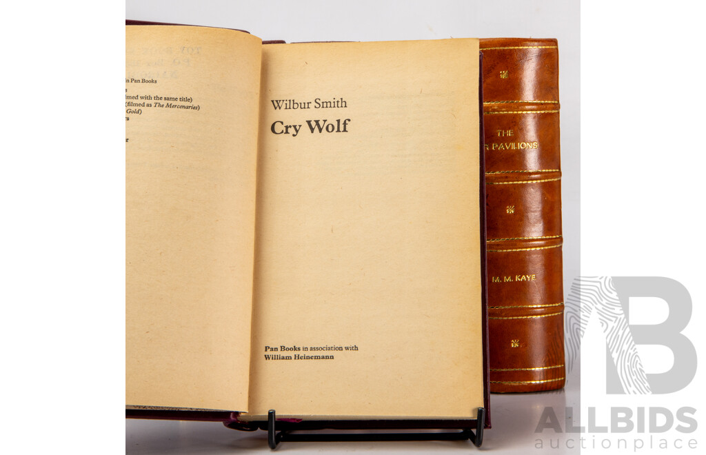 Collection of 11 Leather Bound Novels by Wilbur Smith and M.M Kaye