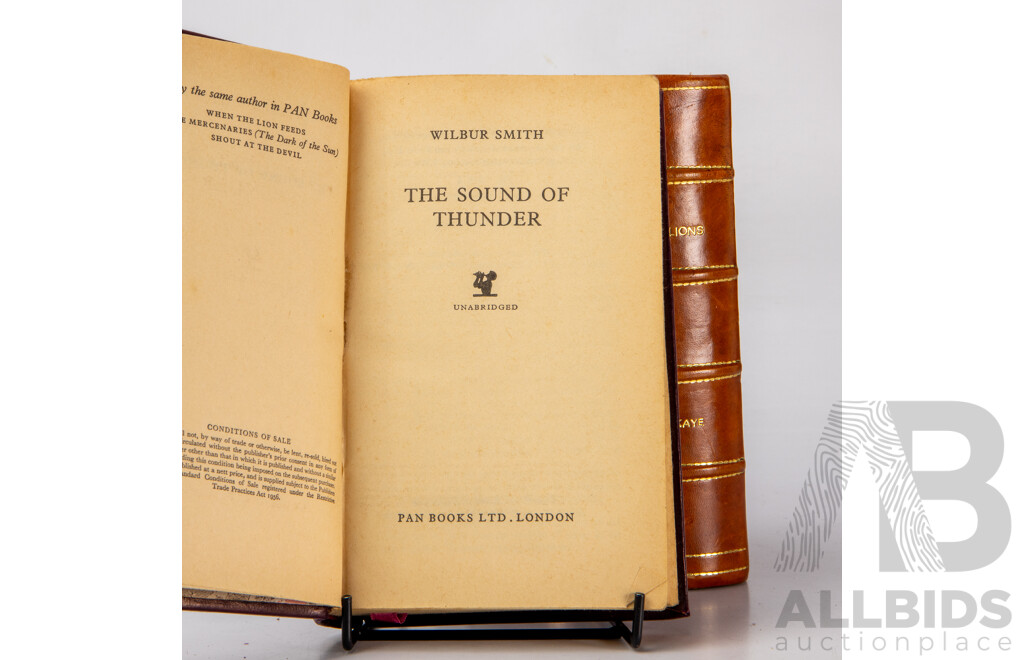 Collection of 11 Leather Bound Novels by Wilbur Smith and M.M Kaye