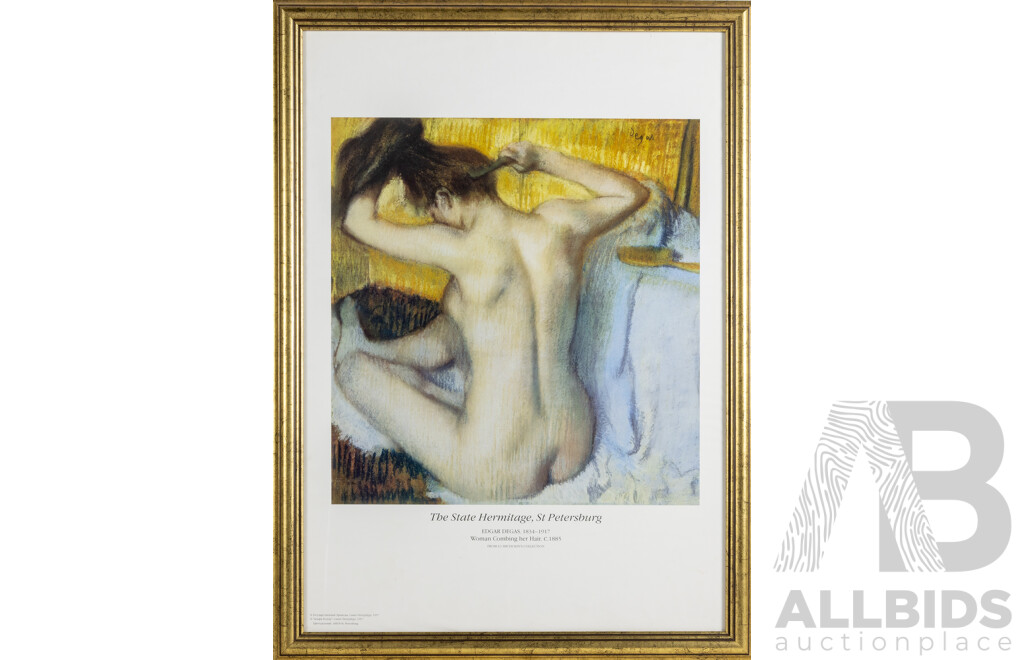 Edgar Degas, (18/19th Centuries, French, 1834-1917), Woman Combing Hair (c1995), Poster Print After Original, 76 x 57 cm (frame)