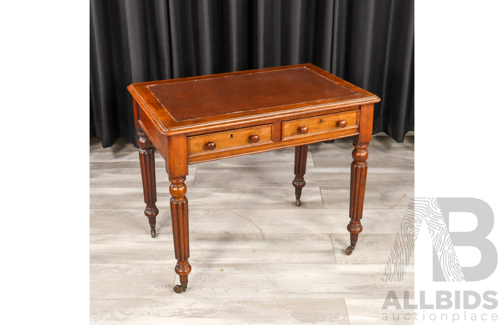 Small Victorian Cedar Desk with Leather Top