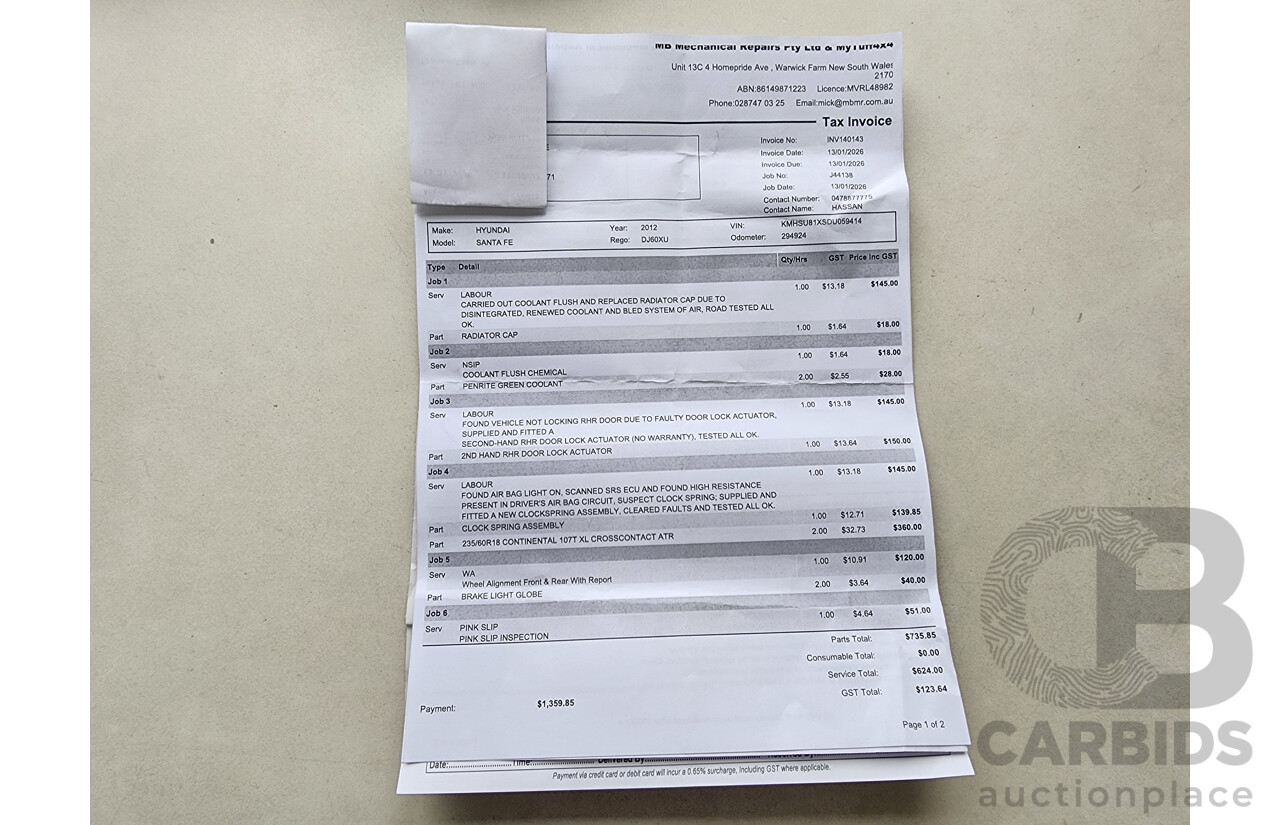 11/2012 Hyundai Santa Fe Elite CRDi (4x4) DM 4d Wagon Silver 2.2L