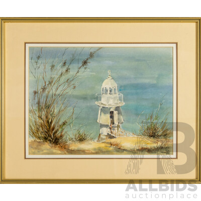 Helen Hudson (20th Century, Australian, 1938-), Light House - Bradley's Head, Original Watercolour, 47 x 57 cm (frame)