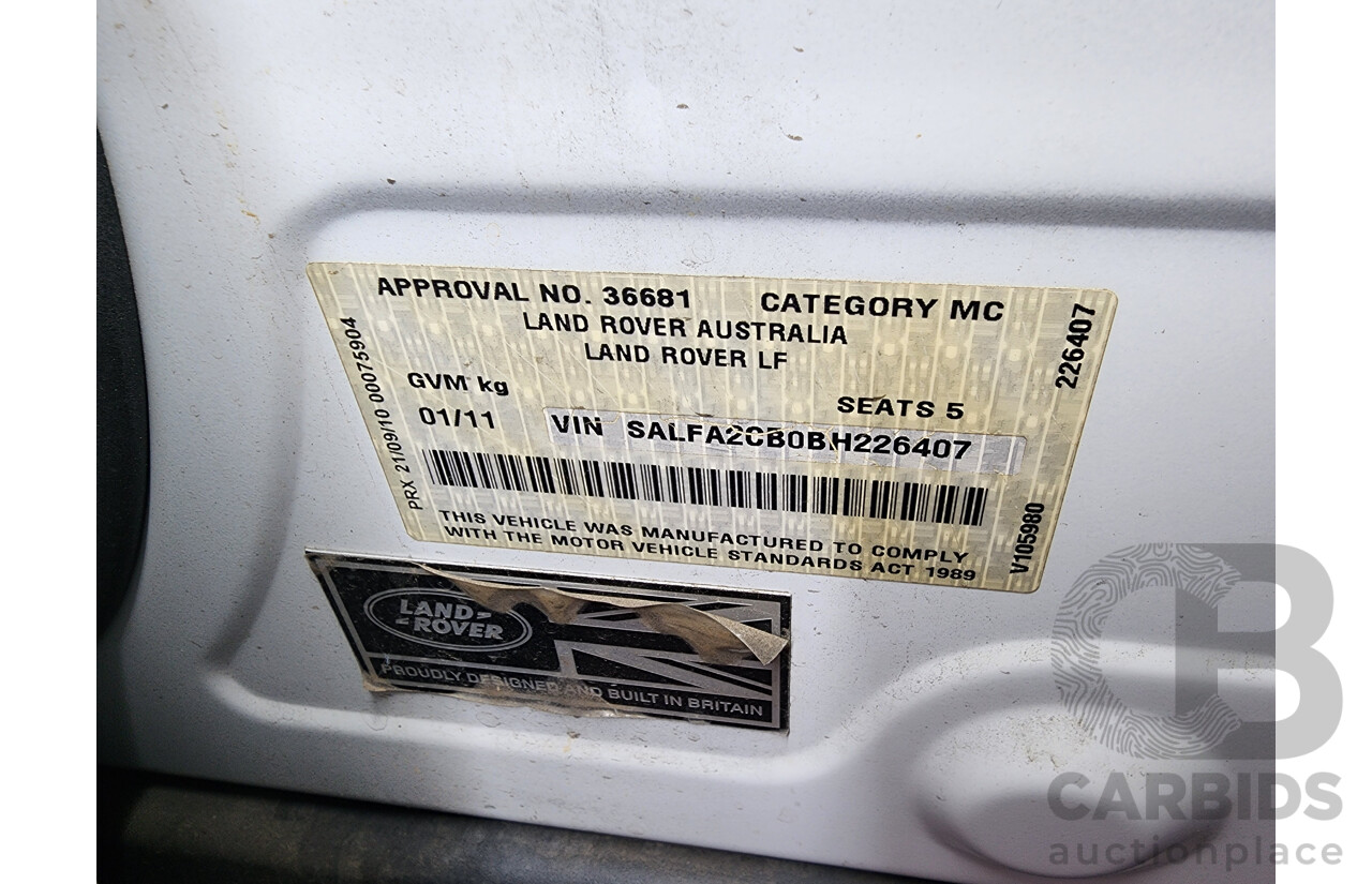 1/2011 Land Rover Freelander 2 TD4 (4x4) LF MY11 4d Wagon White 2.2L