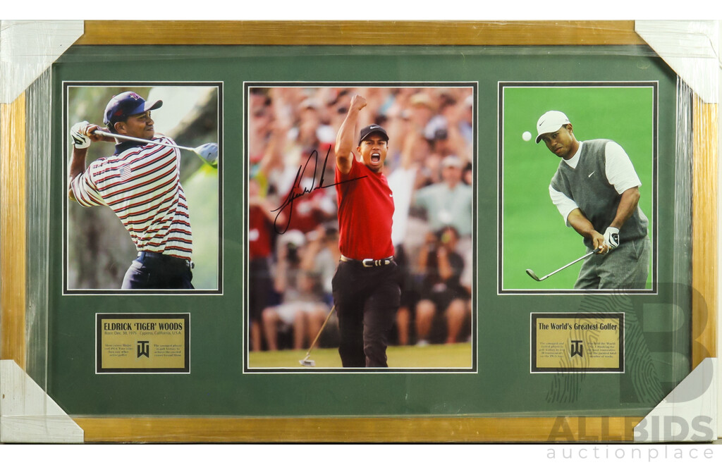 Framed Eldrick 'Tiger' Woods Signed Photo Montage