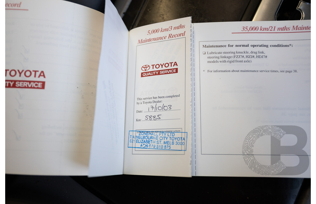 10/2002 Toyota Landcruiser GXL (4x4) FZJ105R 4D Warm Silver Metallic V8 4.7L - 8 Seater