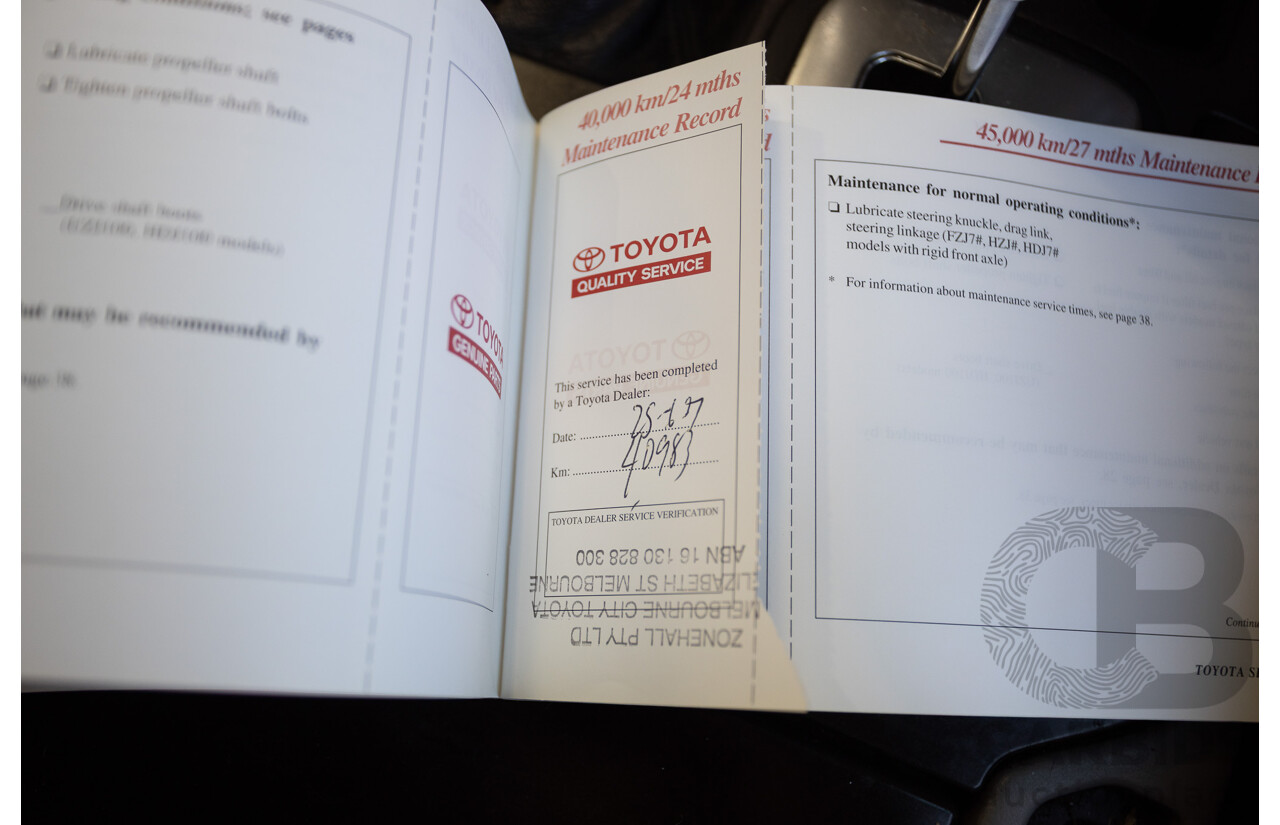 10/2002 Toyota Landcruiser GXL (4x4) FZJ105R 4D Warm Silver Metallic V8 4.7L - 8 Seater