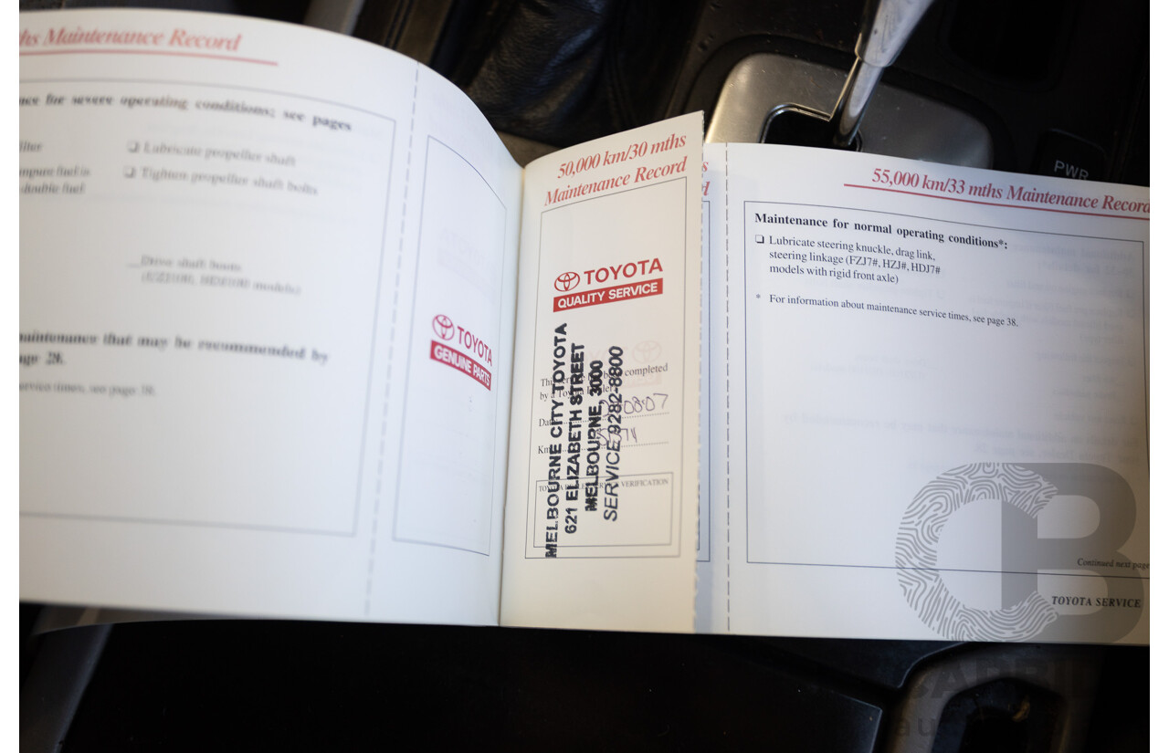 10/2002 Toyota Landcruiser GXL (4x4) FZJ105R 4D Warm Silver Metallic V8 4.7L - 8 Seater