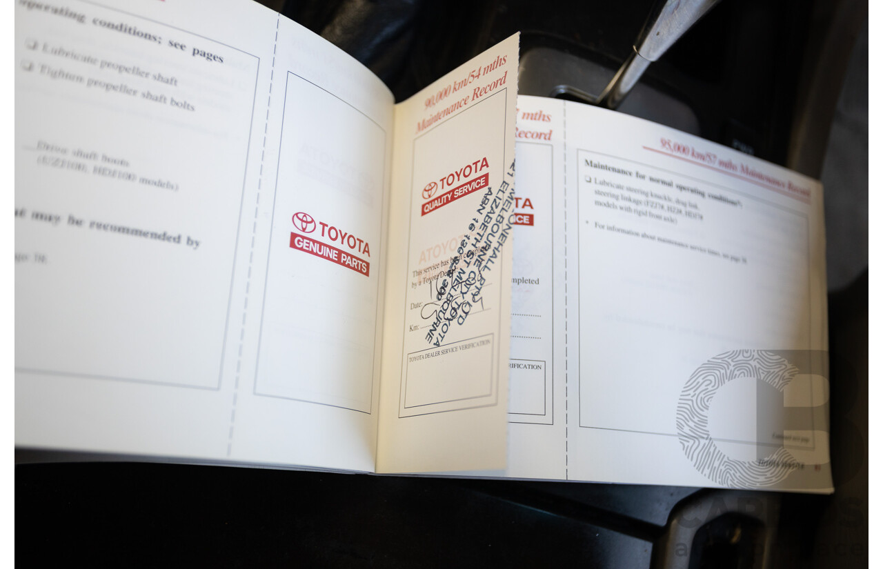 10/2002 Toyota Landcruiser GXL (4x4) FZJ105R 4D Warm Silver Metallic V8 4.7L - 8 Seater