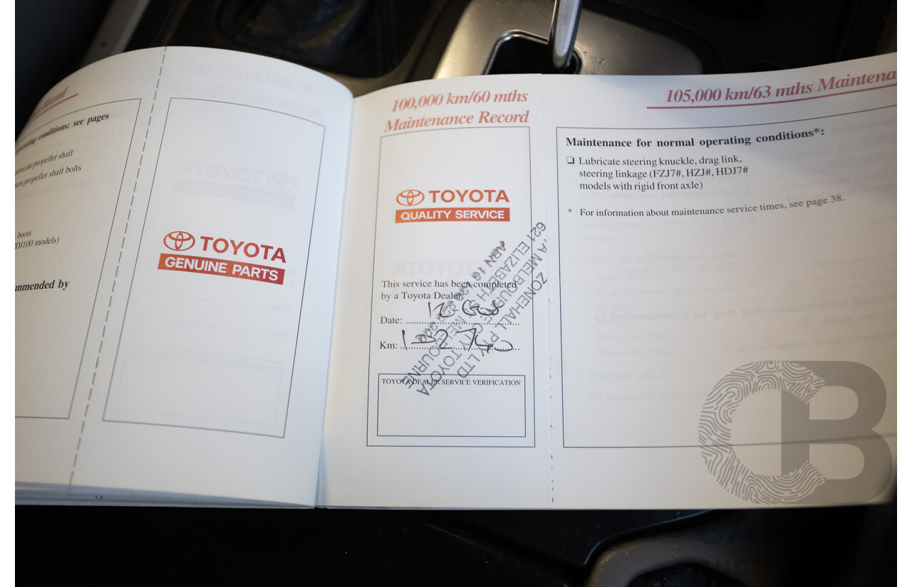 10/2002 Toyota Landcruiser GXL (4x4) FZJ105R 4D Warm Silver Metallic V8 4.7L - 8 Seater